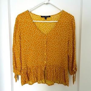 Yellow Polka Dot Top, size S